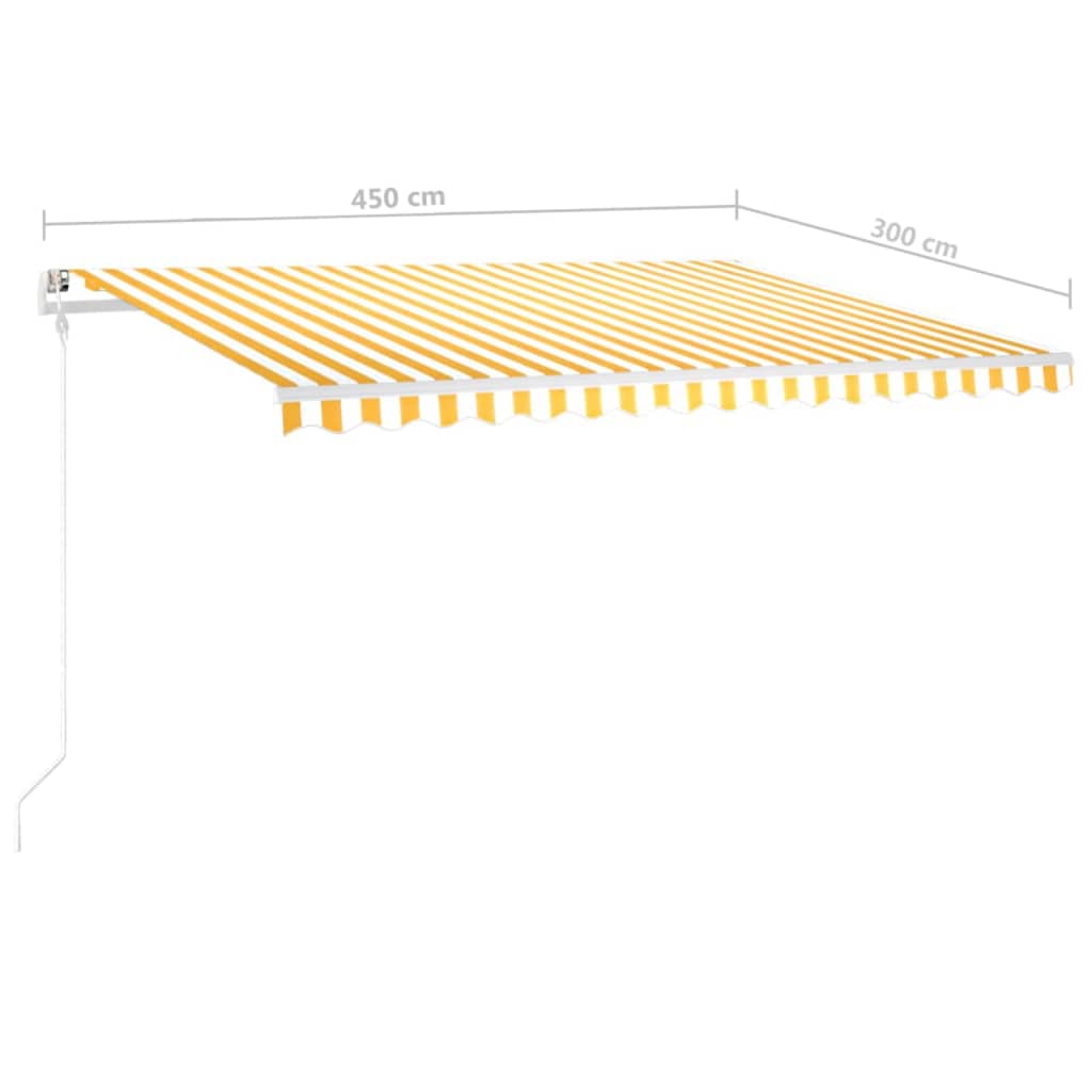 Tenda da Sole Retrattile Manuale LED 4,5x3 m Gialla Bianca