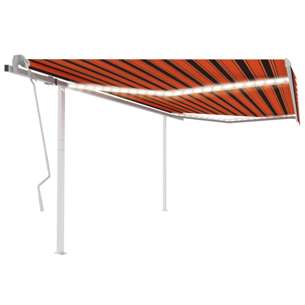 Tenda da Sole Retrattile Manuale LED 4,5x3 m Arancione Marrone - homemem39