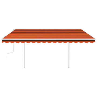 Tenda da Sole Retrattile Manuale LED 4,5x3 m Arancione Marrone