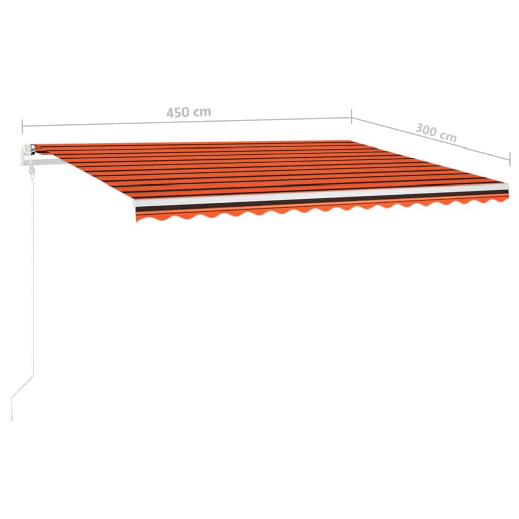 Tenda da Sole Retrattile Manuale LED 4,5x3 m Arancione Marrone