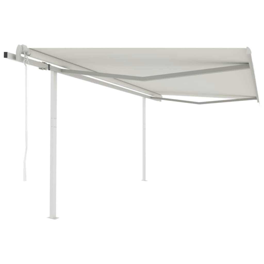 Tenda da Sole Retrattile Automatica con Pali 4,5x3 m Crema - homemem39