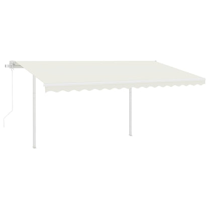 Tenda da Sole Retrattile Automatica con Pali 4,5x3 m Crema - homemem39