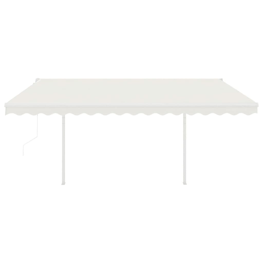 Tenda da Sole Retrattile Automatica con Pali 4,5x3 m Crema - homemem39