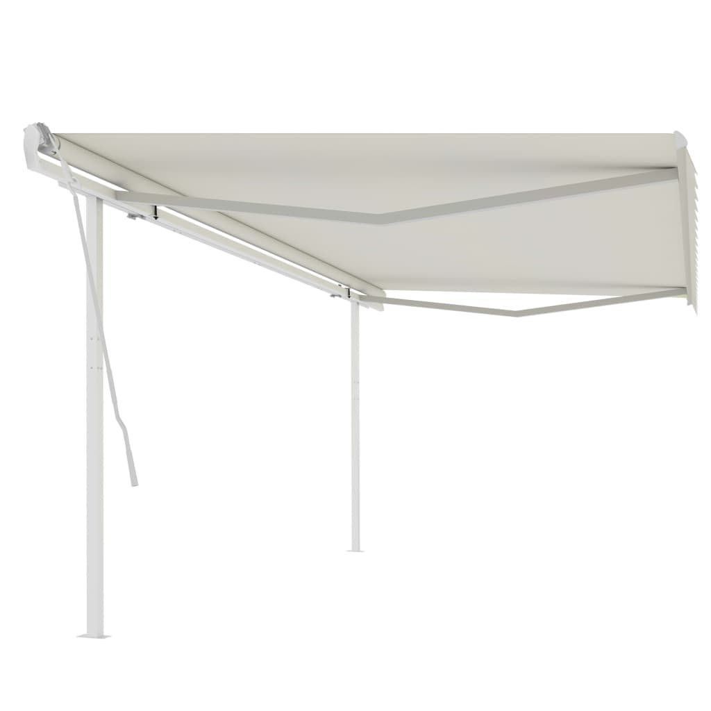 Tenda da Sole Retrattile Manuale con Pali 5x3 m Crema