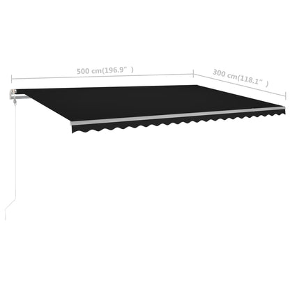 Tenda da Sole Retrattile Manuale con Pali 5x3 m Antracite