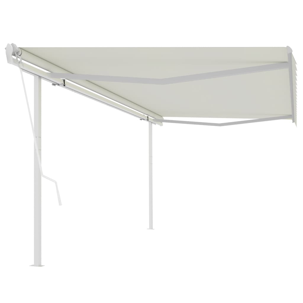 Tenda da Sole Retrattile Automatica con Pali 5x3 m Crema - homemem39