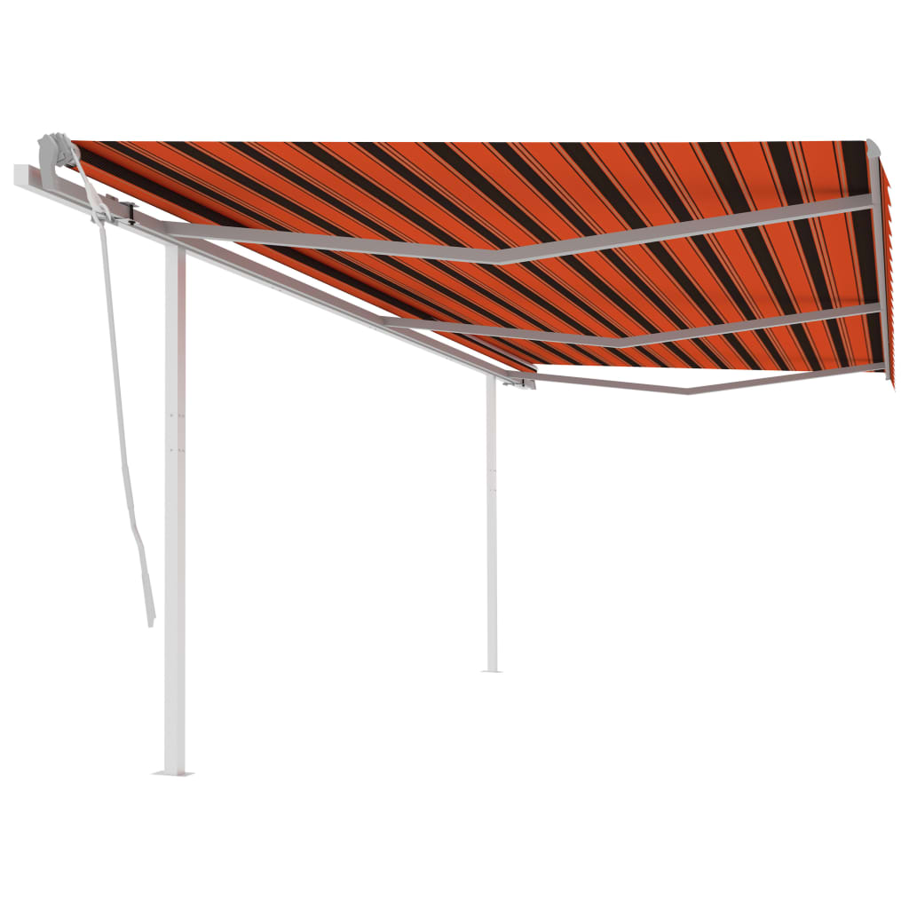 Tenda da Sole Retrattile Manuale con Pali 6x3 m Arancio Marrone - homemem39