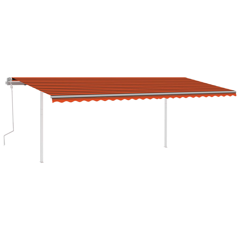 Tenda da Sole Retrattile Manuale con Pali 6x3 m Arancio Marrone - homemem39