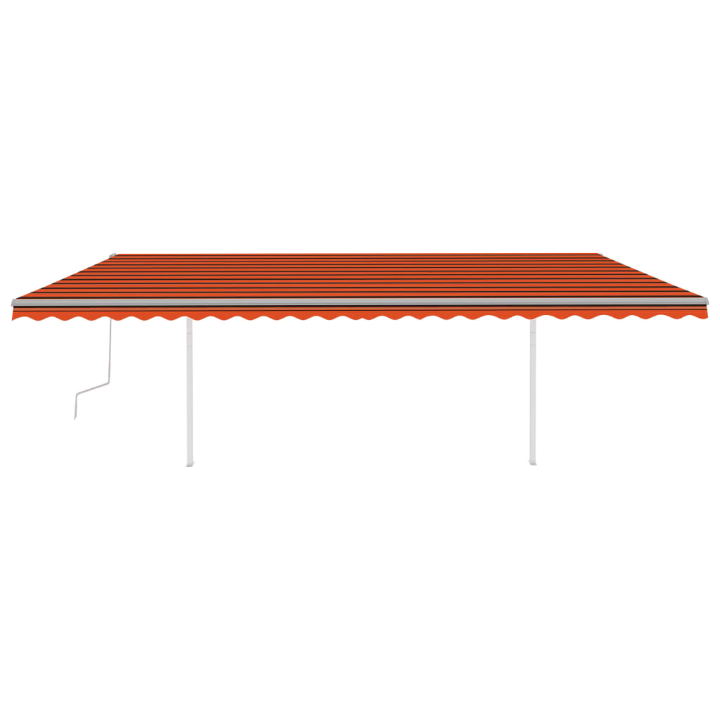 Tenda da Sole Retrattile Manuale con Pali 6x3 m Arancio Marrone - homemem39