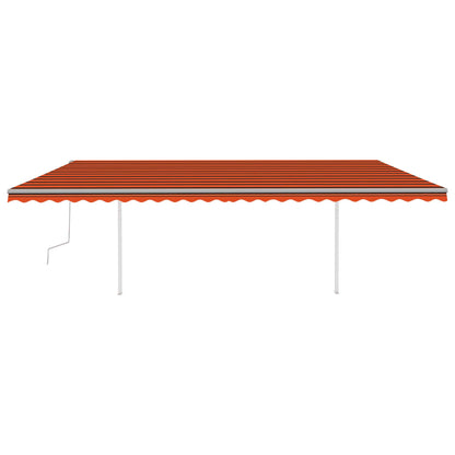 Tenda da Sole Retrattile Manuale con Pali 6x3 m Arancio Marrone - homemem39