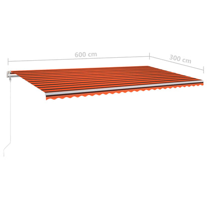 Tenda da Sole Retrattile Manuale con Pali 6x3 m Arancio Marrone - homemem39