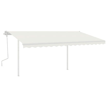 Tenda da Sole Retrattile Manuale con Pali 4x3,5 m Crema