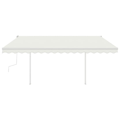 Tenda da Sole Retrattile Manuale con Pali 4x3,5 m Crema