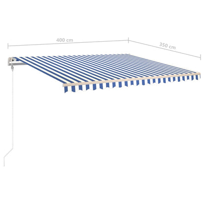 Tenda da Sole Retrattile Manuale con LED 4x3,5 m Blu e Bianca