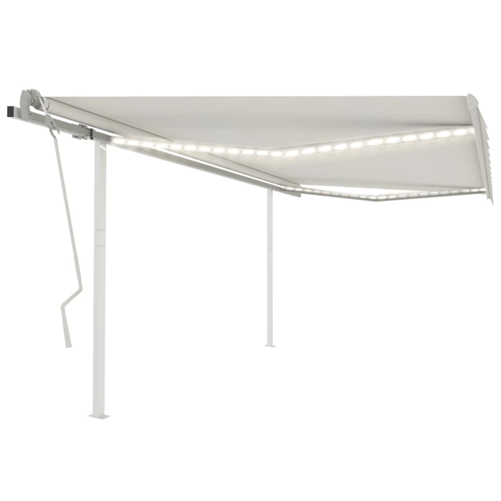 Tenda da Sole Retrattile Manuale con LED 4x3,5 m Crema - homemem39