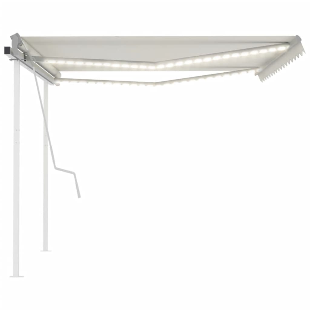 Tenda da Sole Retrattile Manuale con LED 4x3,5 m Crema - homemem39