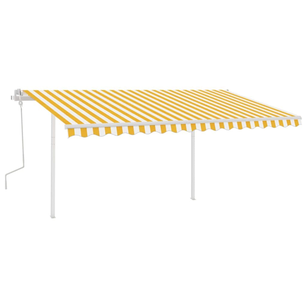 Tenda da Sole Retrattile Manuale con LED 4x3,5 m Gialla Bianca - homemem39