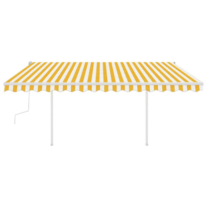 Tenda da Sole Retrattile Manuale con LED 4x3,5 m Gialla Bianca