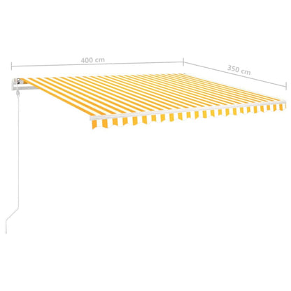 Tenda da Sole Retrattile Manuale con LED 4x3,5 m Gialla Bianca - homemem39