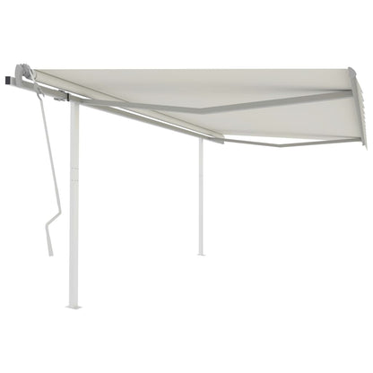 Tenda da Sole Retrattile Manuale con Pali 4,5x3,5 m Crema