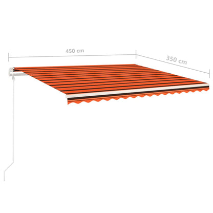 Tenda da Sole Retrattile Manuale Pali 4,5x3,5 m Arancio Marrone