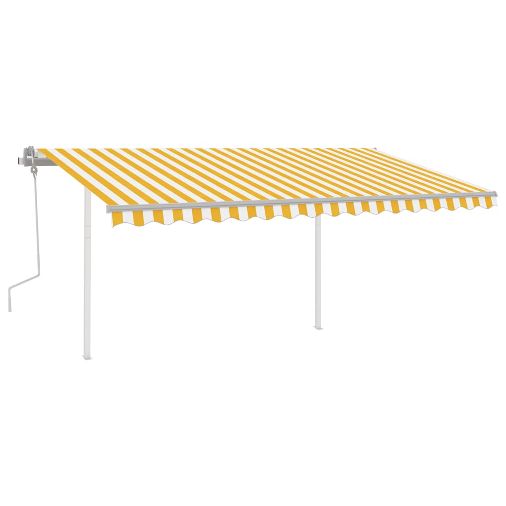 Tenda da Sole Retrattile Manuale con LED 4,5x3,5m Gialla Bianca