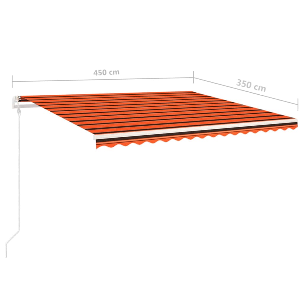 Tenda da Sole Retrattile Manuale LED 4,5x3,5 m Arancio Marrone - homemem39