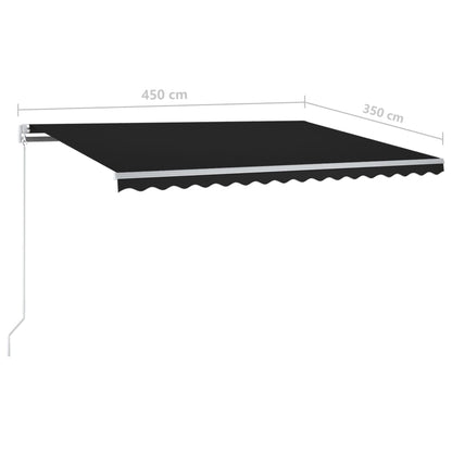 Tenda da Sole Retrattile Automatica e Pali 4,5x3,5 m Antracite