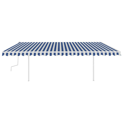 Tenda da Sole Retrattile Manuale con Pali 5x3,5 m Blu e Bianca