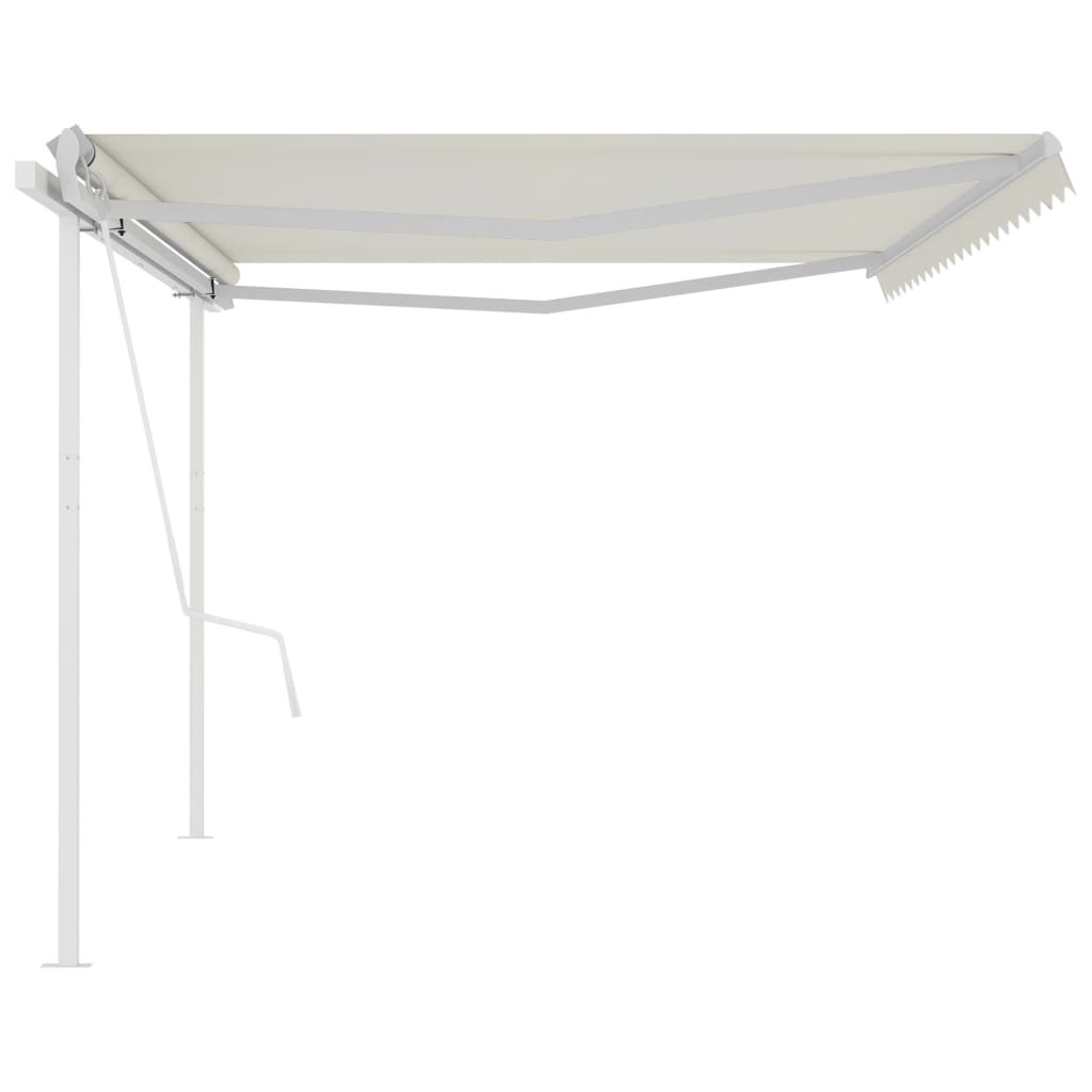 Tenda da Sole Retrattile Automatica con Pali 5x3,5 m Crema