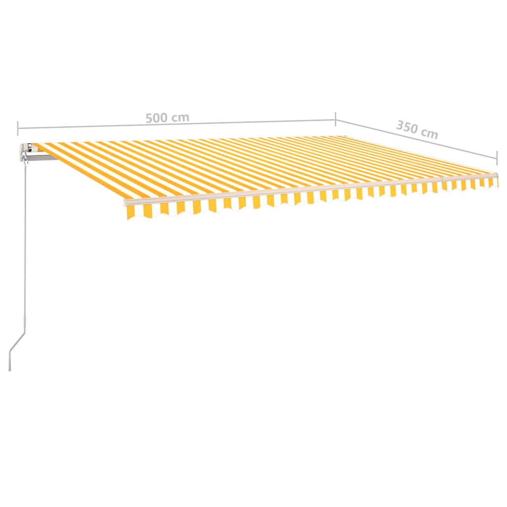 Tenda da Sole Retrattile Automatica Pali 5x3,5 m Gialla Bianca