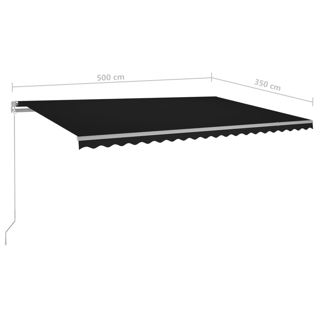 Tenda da Sole Retrattile Automatica con Pali 5x3,5 m Antracite