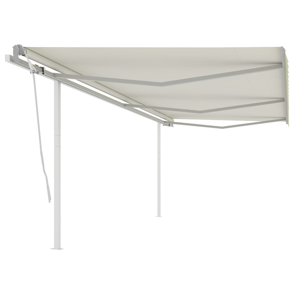 Tenda da Sole Retrattile Manuale con Pali 6x3,5 m Crema