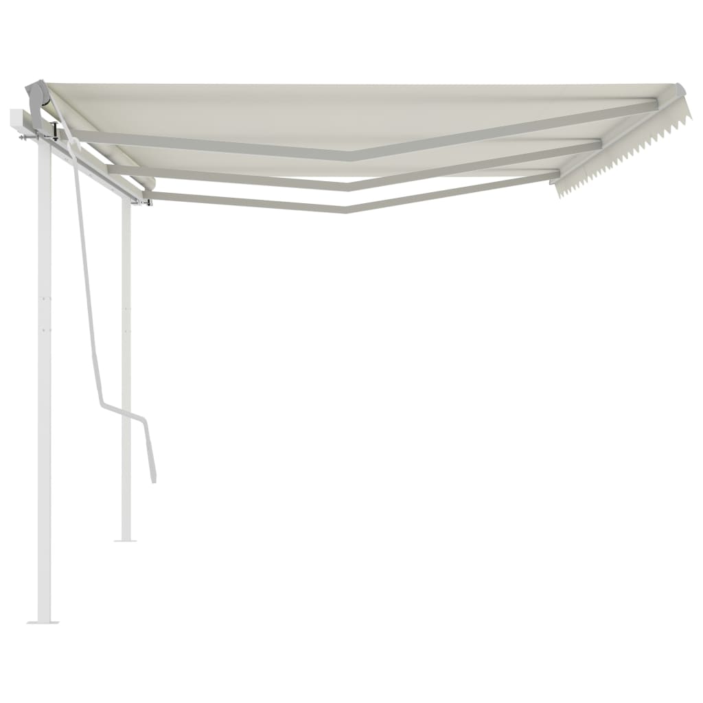 Tenda da Sole Retrattile Manuale con Pali 6x3,5 m Crema