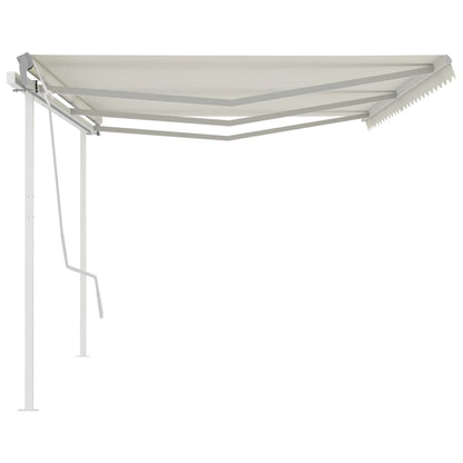 Tenda da Sole Retrattile Manuale con Pali 6x3,5 m Crema