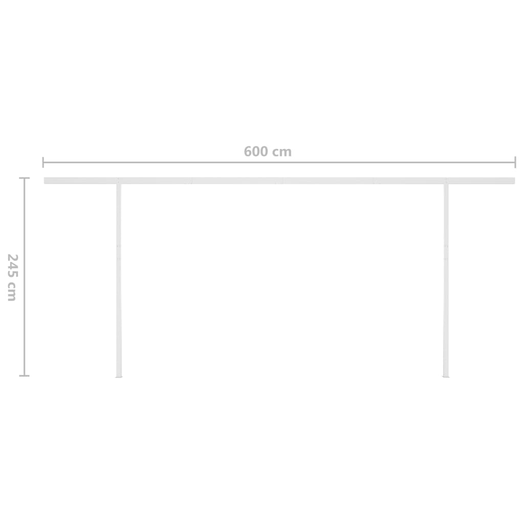 Tenda da Sole Retrattile Manuale con Pali 6x3,5 m Gialla Bianca