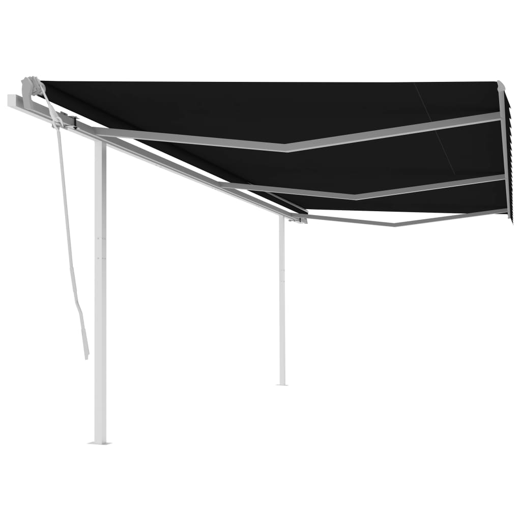 Tenda da Sole Retrattile Manuale con Pali 6x3,5 m Antracite