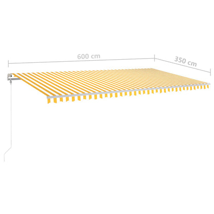 Tenda da Sole Retrattile Manuale con LED 6x3,5 m Gialla Bianca - homemem39