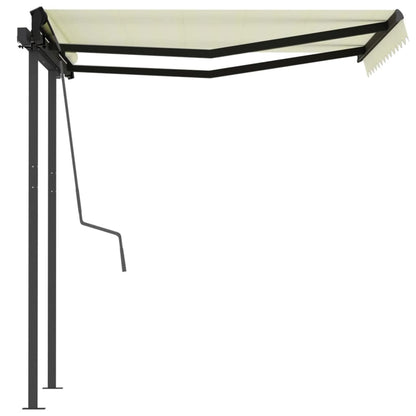 Tenda da Sole Retrattile Manuale con Pali 3x2,5 m Crema