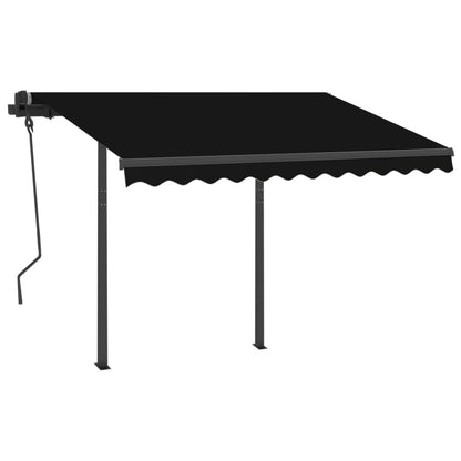 Tenda da Sole Retrattile Manuale con Pali 3x2,5 m Antracite