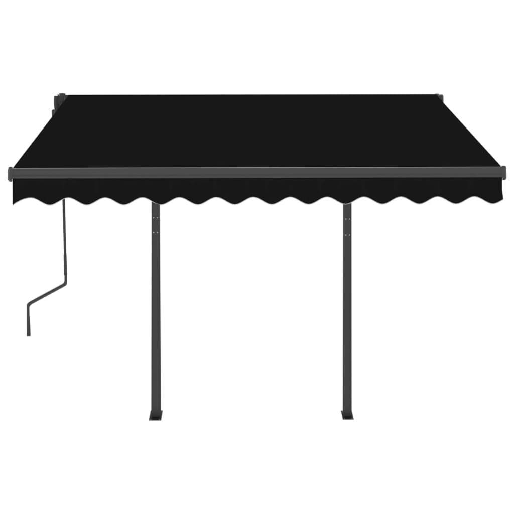 Tenda da Sole Retrattile Manuale con Pali 3x2,5 m Antracite