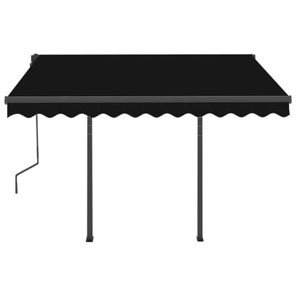 Tenda da Sole Retrattile Manuale con Pali 3x2,5 m Antracite