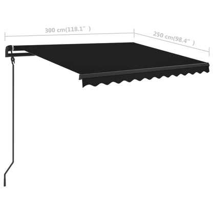 Tenda da Sole Retrattile Manuale con Pali 3x2,5 m Antracite