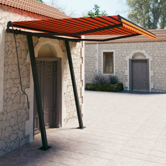 Tenda da Sole Retrattile Manuale Pali 3x2,5 m Arancione Marrone