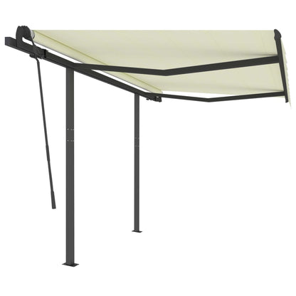 Tenda da Sole Retrattile Manuale con Pali 3,5x2,5 m Crema