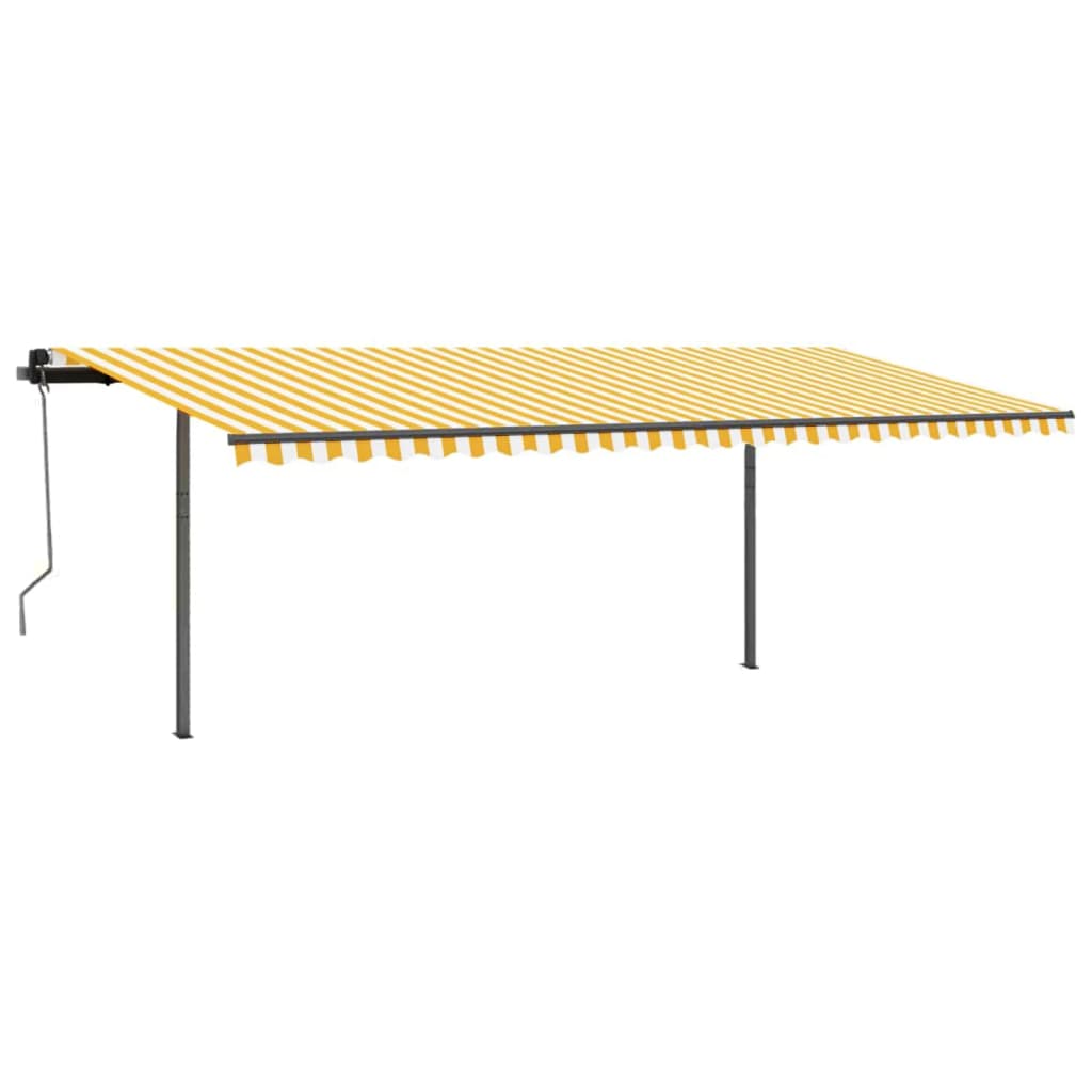 Tenda Sole Retrattile Manuale con Pali 3,5x2,5m Gialla Bianca