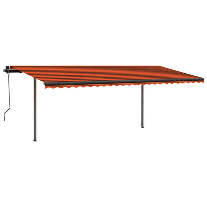 Tenda Retrattile Manuale con Pali 3,5x2,5 m Arancione e Marrone