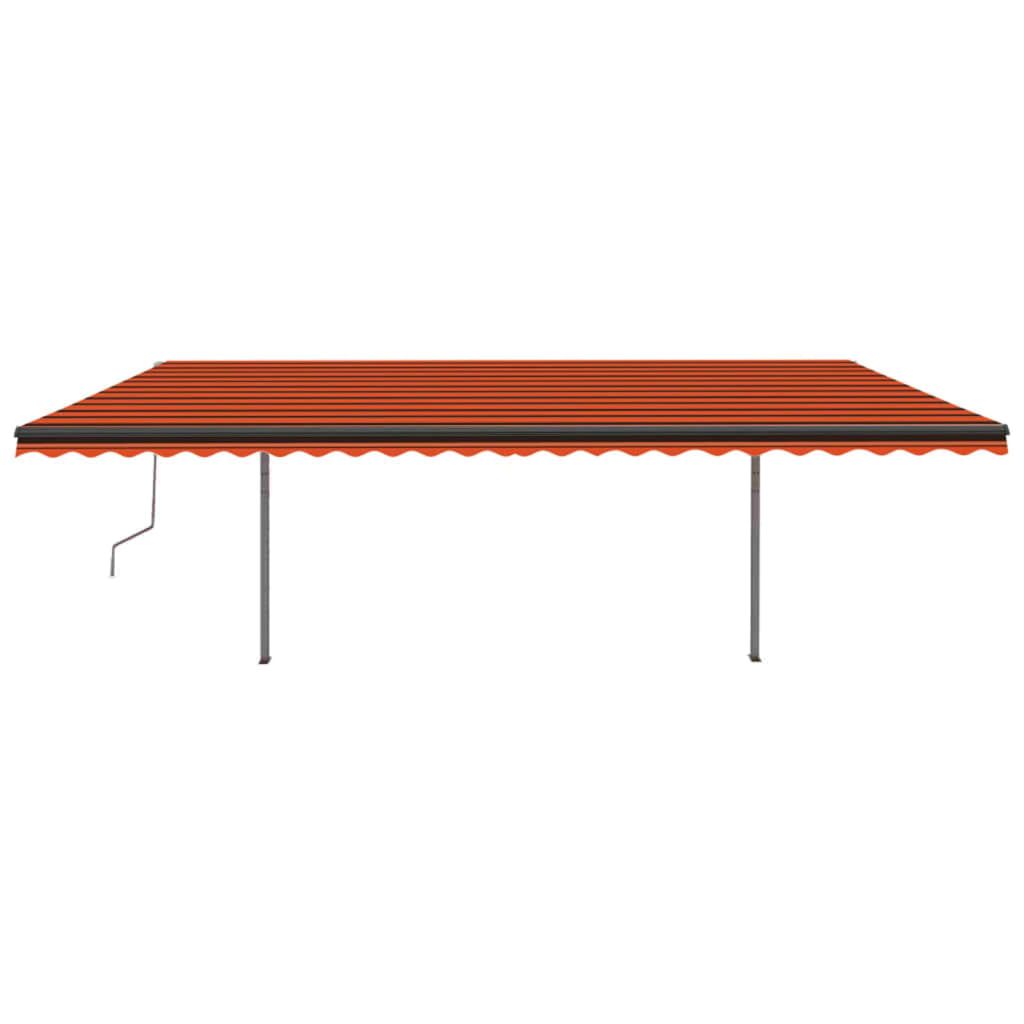 Tenda Retrattile Manuale con Pali 3,5x2,5 m Arancione e Marrone