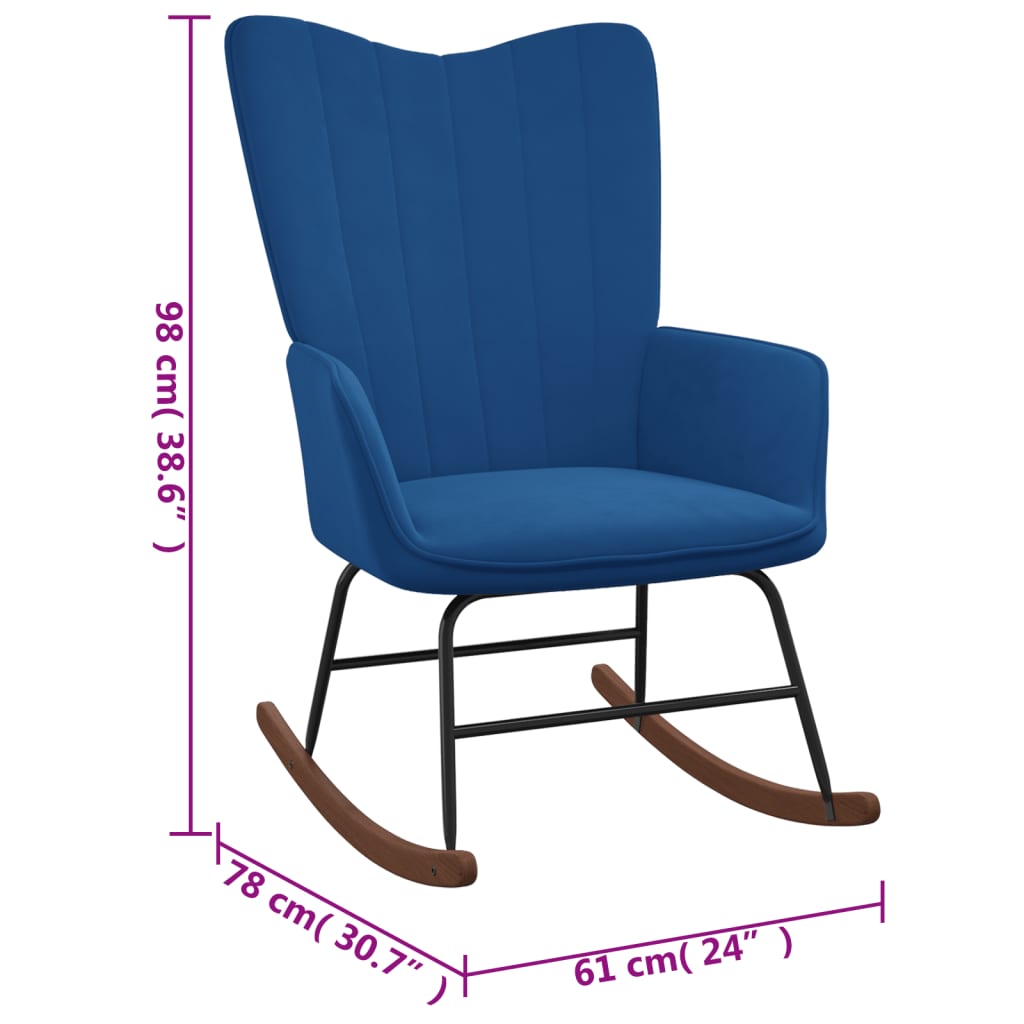 Sedia a Dondolo Blu in Velluto - homemem39