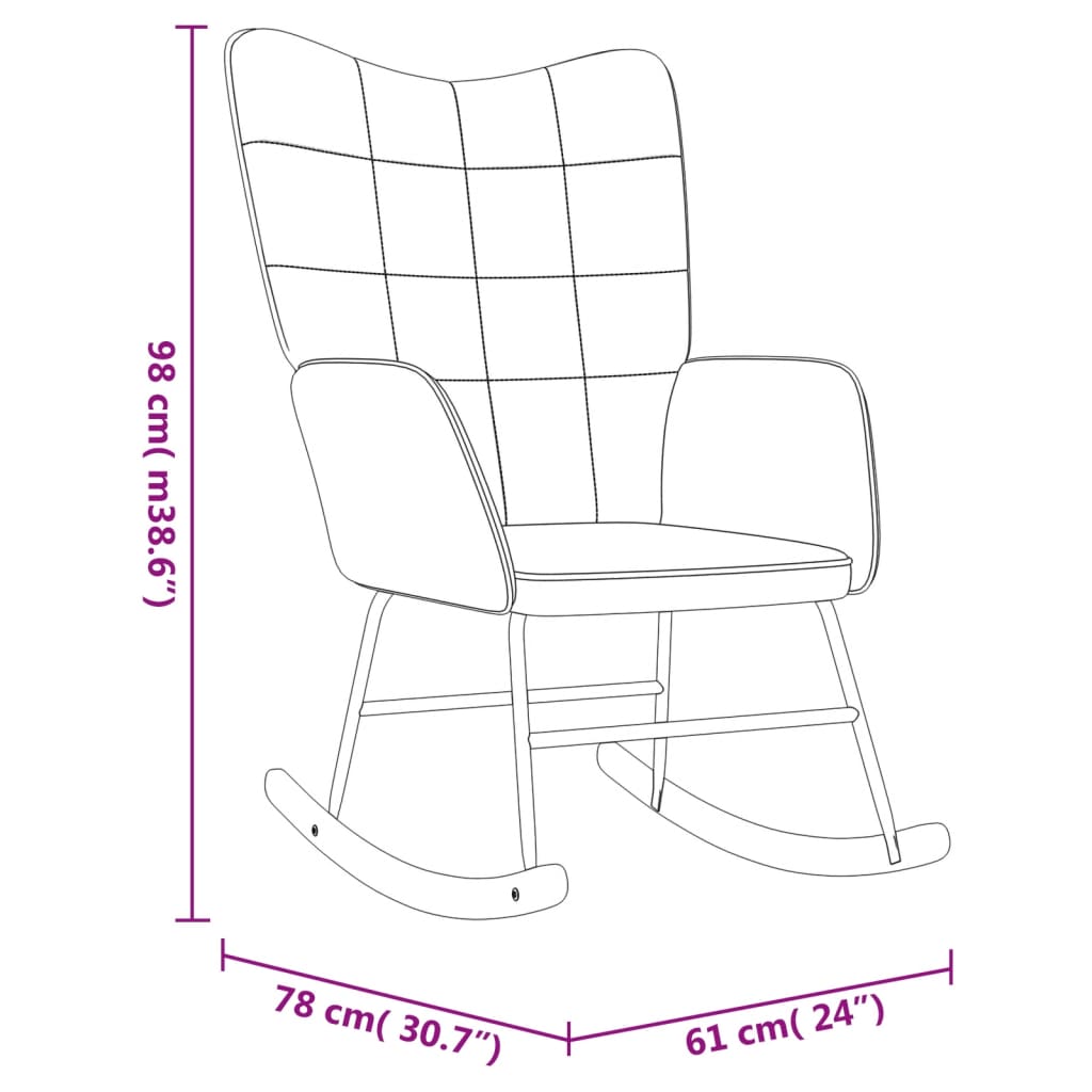 Sedia a Dondolo Grigio Scuro in Velluto e PVC - homemem39